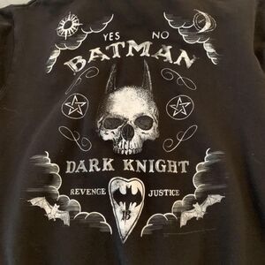 Batman Hoodie Mens Large Black Full Zip Dark Knight Graphic Skull DC Comics